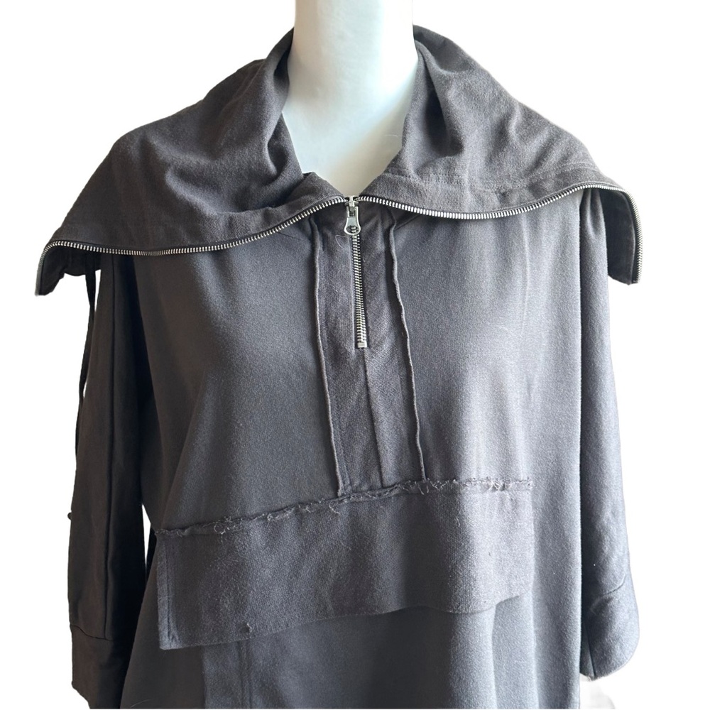 Zara Raw Hem oversized unique gray Hoodie in size small
